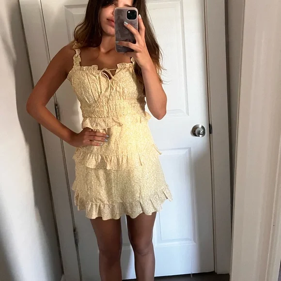 strapless open back dress Flow Strapless Mini Dress Yellow main image 0
